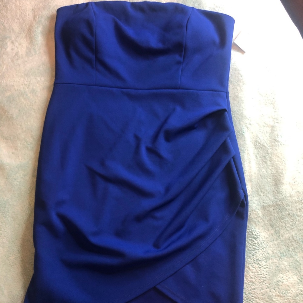 new royal blue strapless cocktail dress size XL